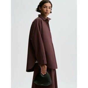 By Malene Birger Derris Poplin Oversized Shirt Plum Burgundy Quiet Luxury